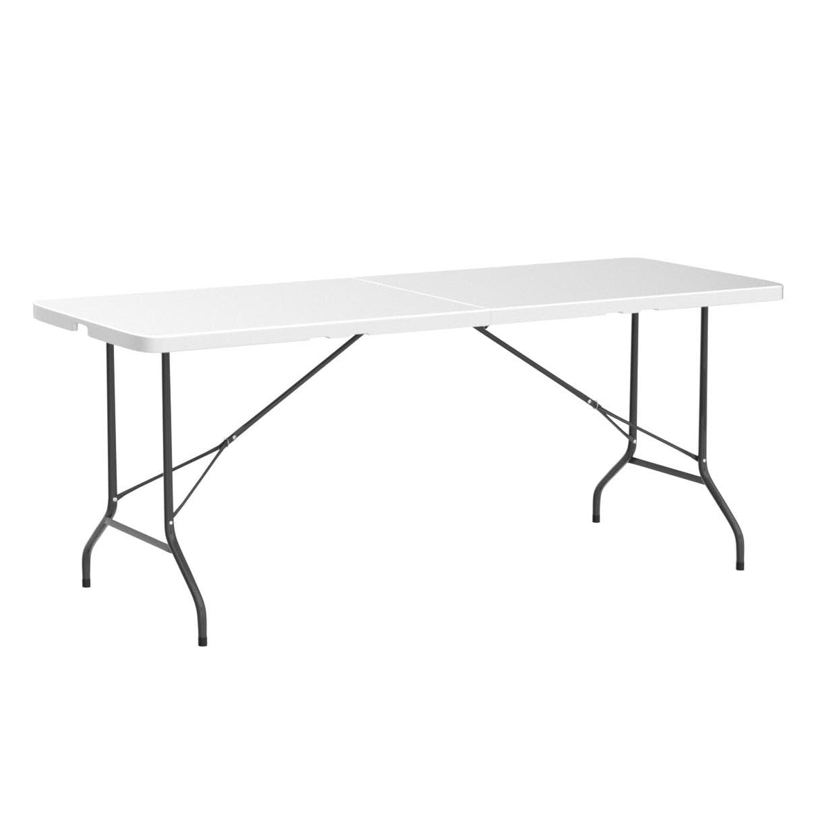 6 ft Heavy Duty Plastic Folding Table with Steel Legs, White I6942