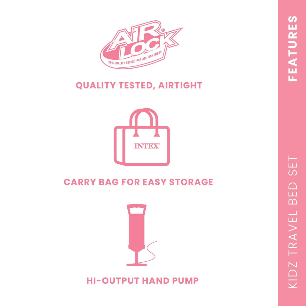 Inflatable Travel Bed Set with Hand Pump and Carry Bag K637