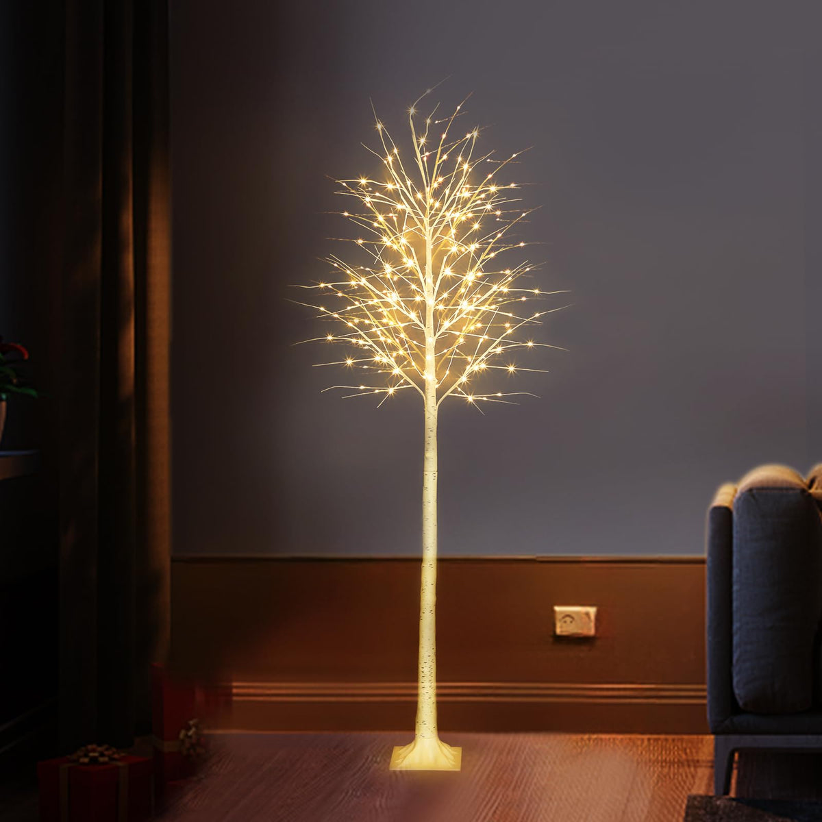 8FT Lighted Birch Tree with 150 LED Lights P583