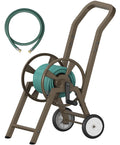 Garden Hose Reel Cart with Wheels, Holds 165 ft of 5/8'' Hose, Heavy Duty Steel, Brown U612