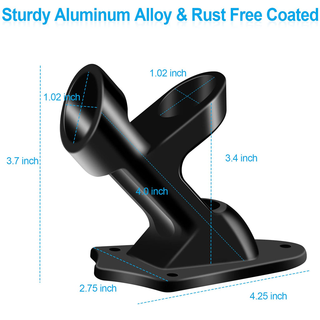 1" Flag Pole Holder Brackets with Hardwares, Two Positions Aluminium Alloy Rust Free Coated, Black 1 Pack A180591