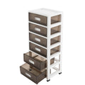 6-Tier Clear Plastic Storage Organizer Cart with Wheels M2214