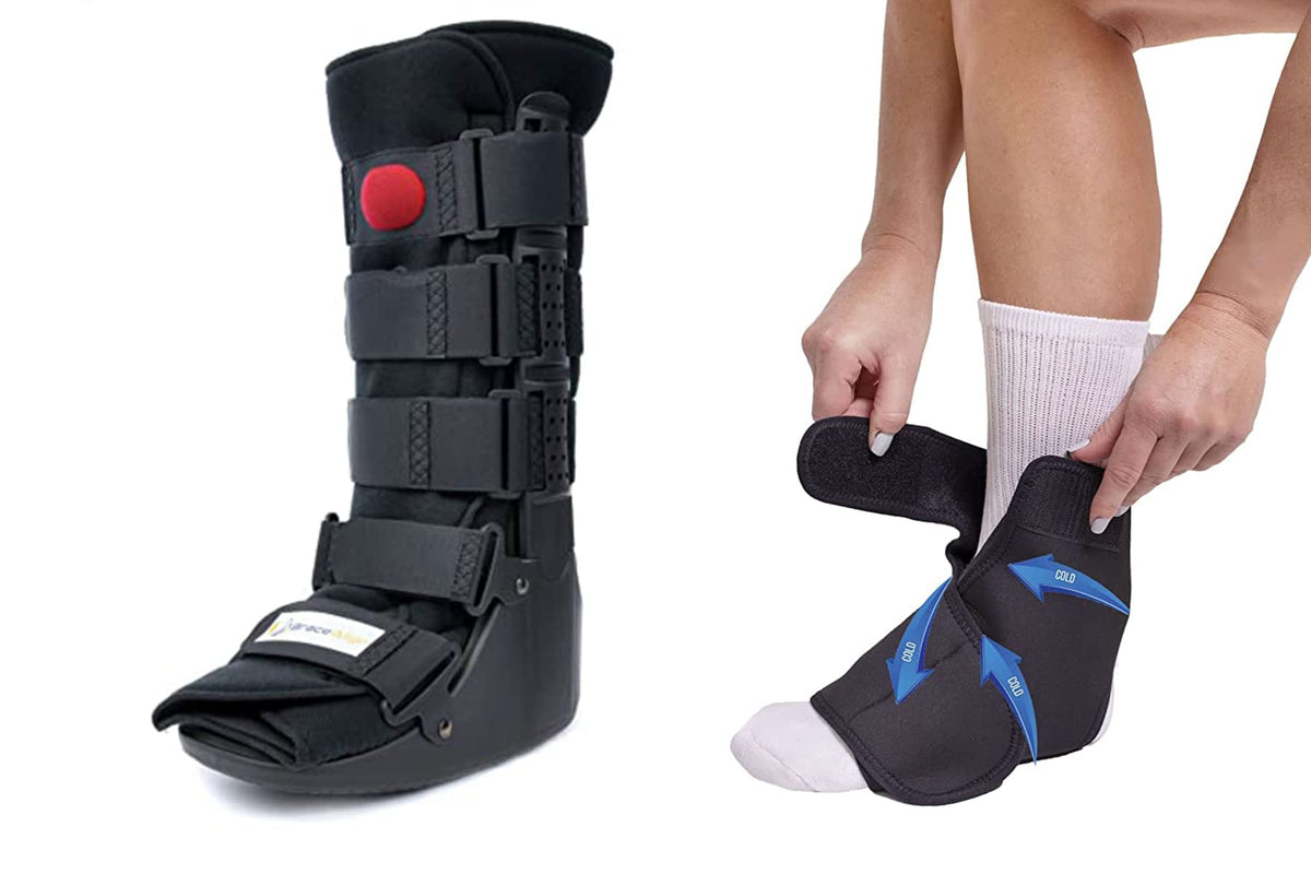 Tall Air CAM Walker Boot + Ankle & Foot Ice Pack Cold Wrap I681