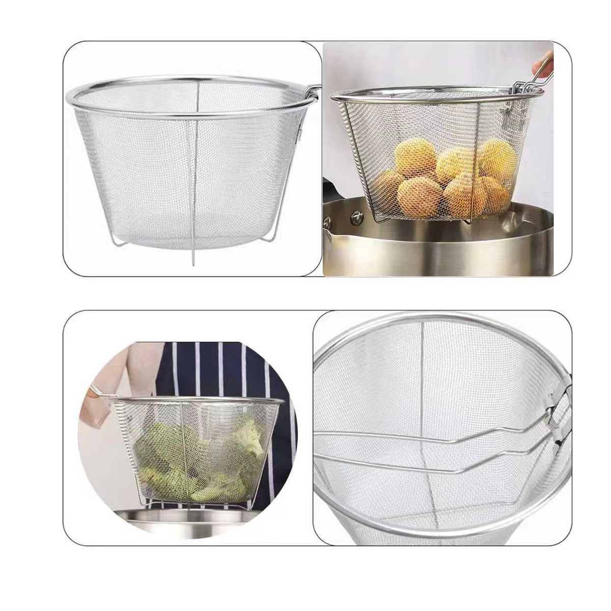 7-Inch Round Stainless Steel Deep Fryer Basket O282420