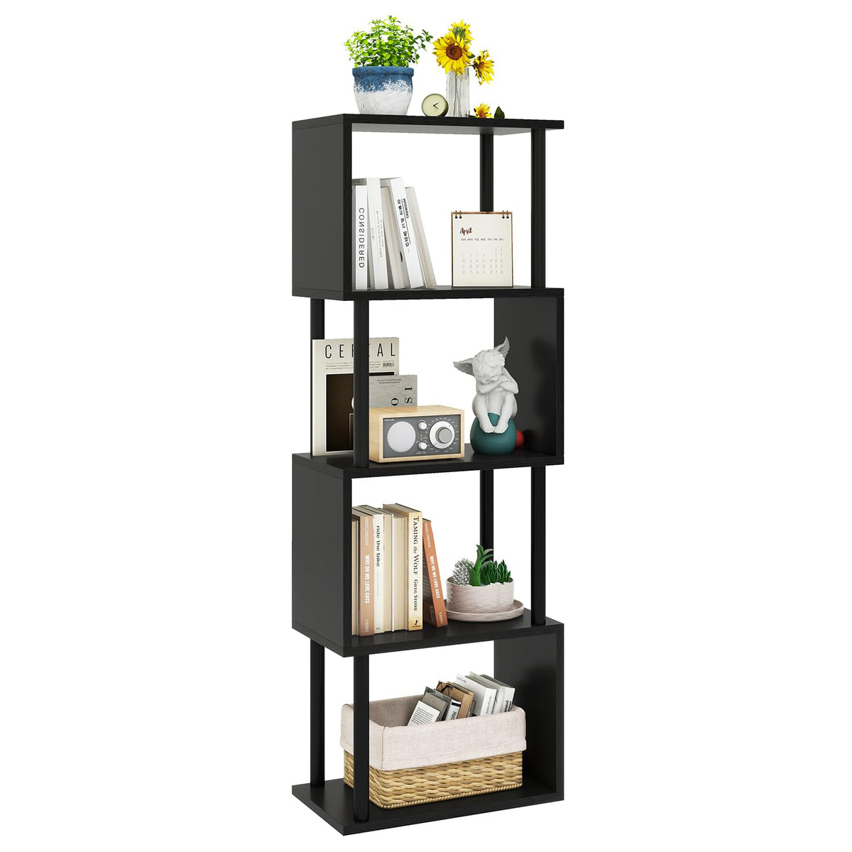 5-Tier Black Bookshelf Q480373