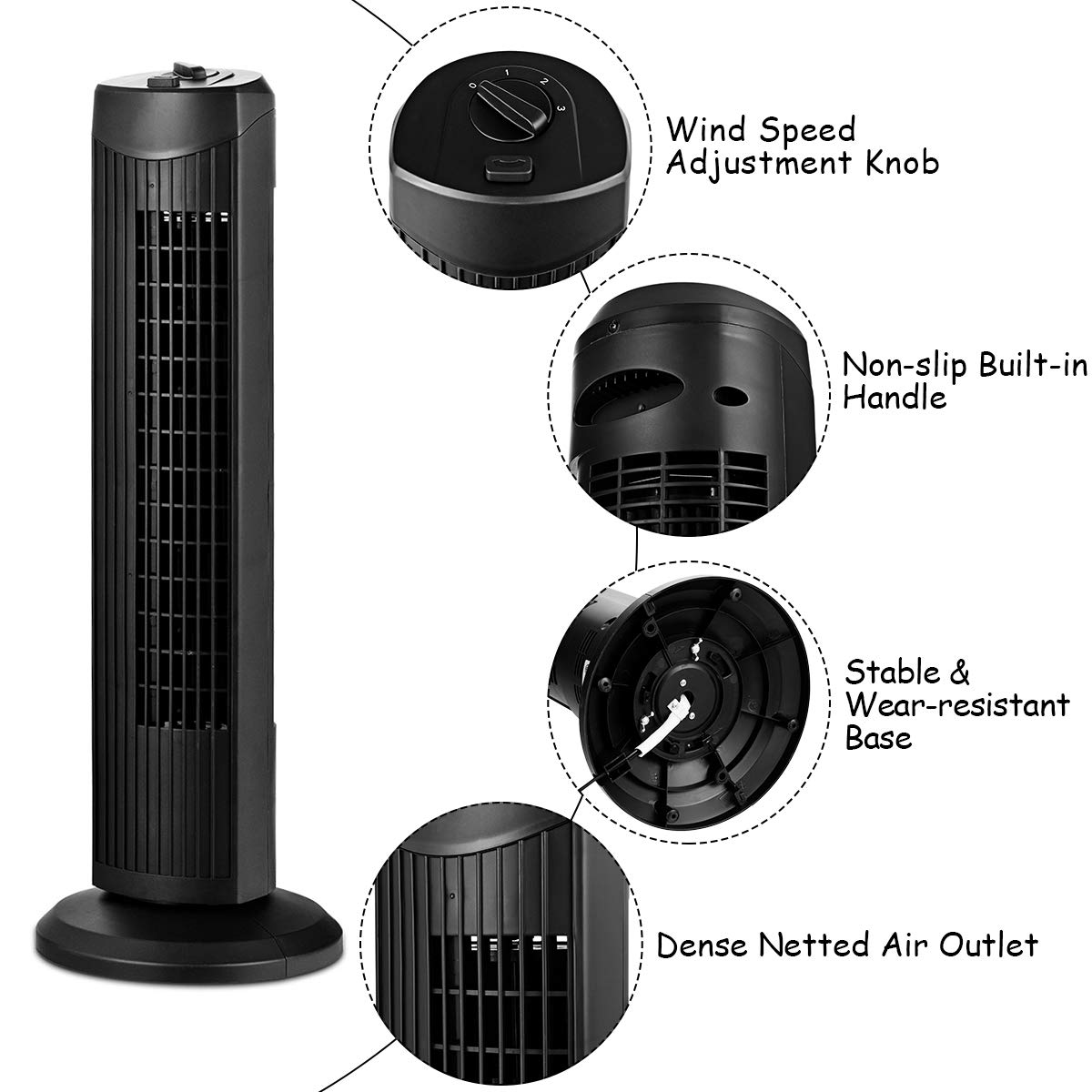 28-Inch Oscillating Tower Fan U2068