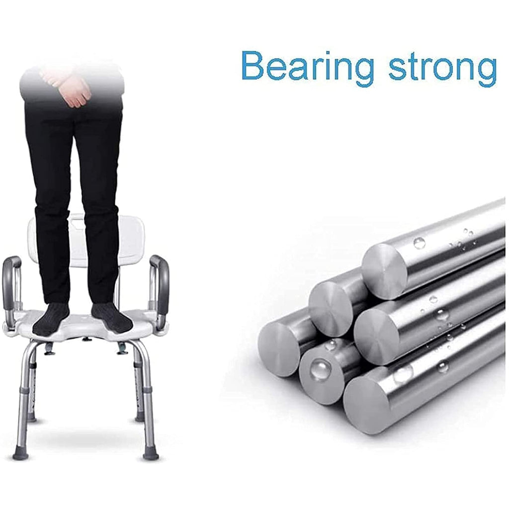 Adjustable Height Padded Transfer Bench with Arms and Back S74734