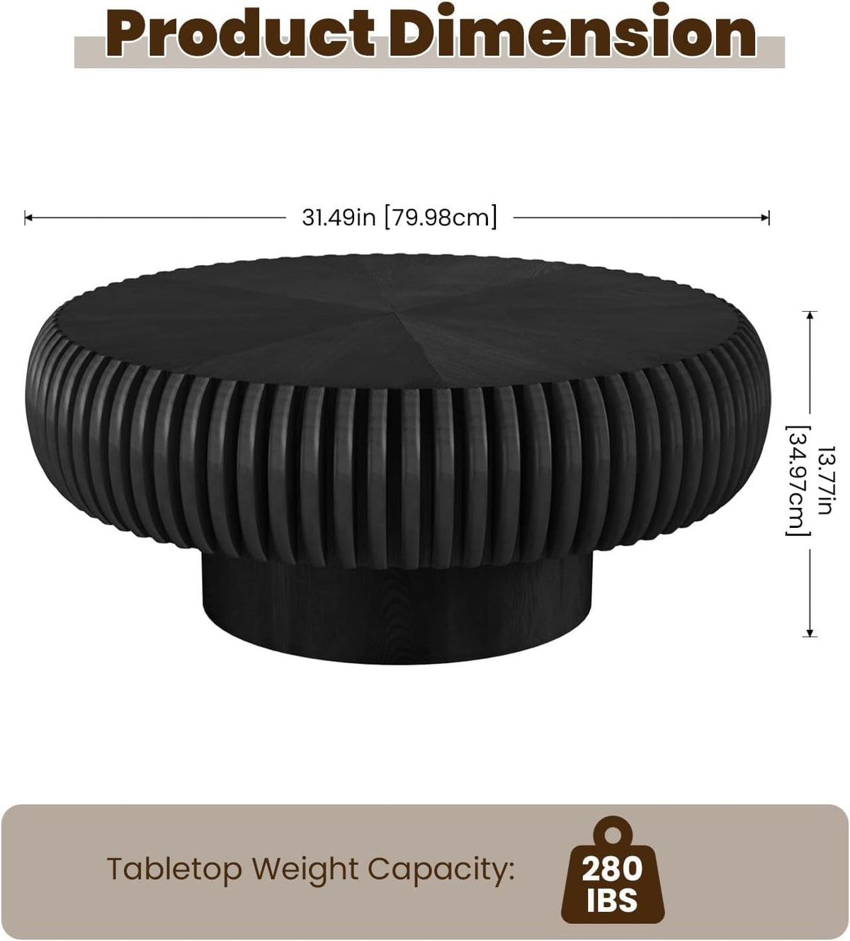 31.5" Black Drum Coffee Table G42456