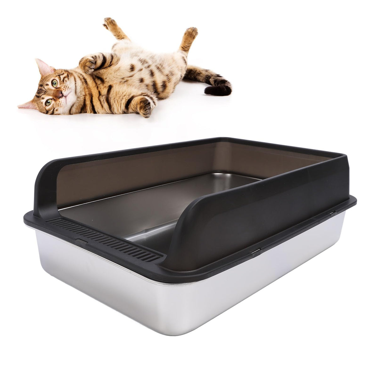 Stainless Steel Enclosed Cat Litter Box with Lid and Scoop L9818