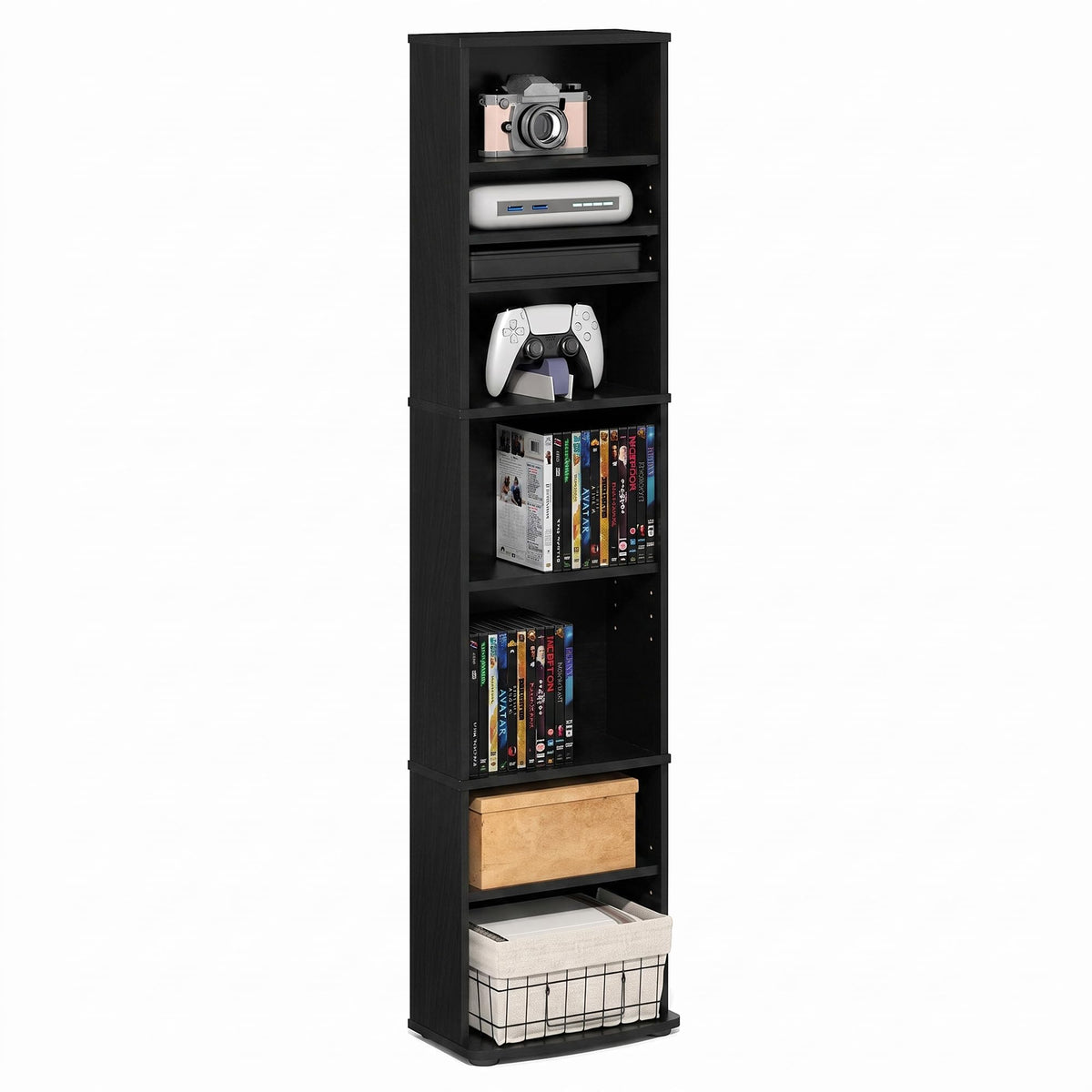 8-Tier Espresso Media Shelf with Adjustable Shelves Z74264