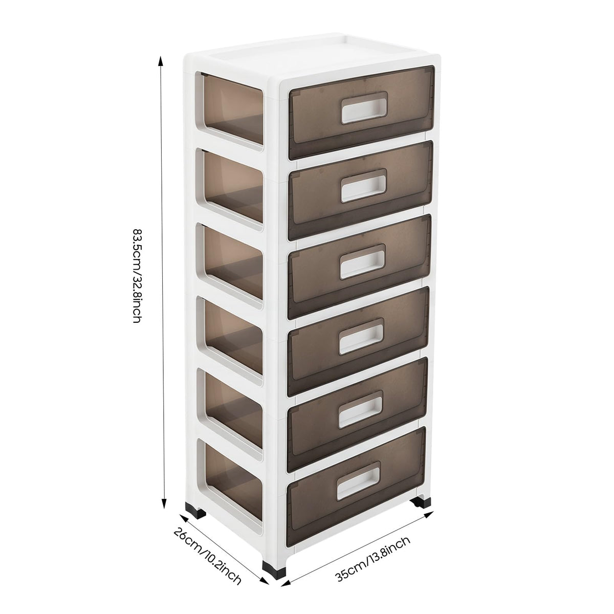 6-Tier Clear Plastic Storage Organizer Cart with Wheels M2214