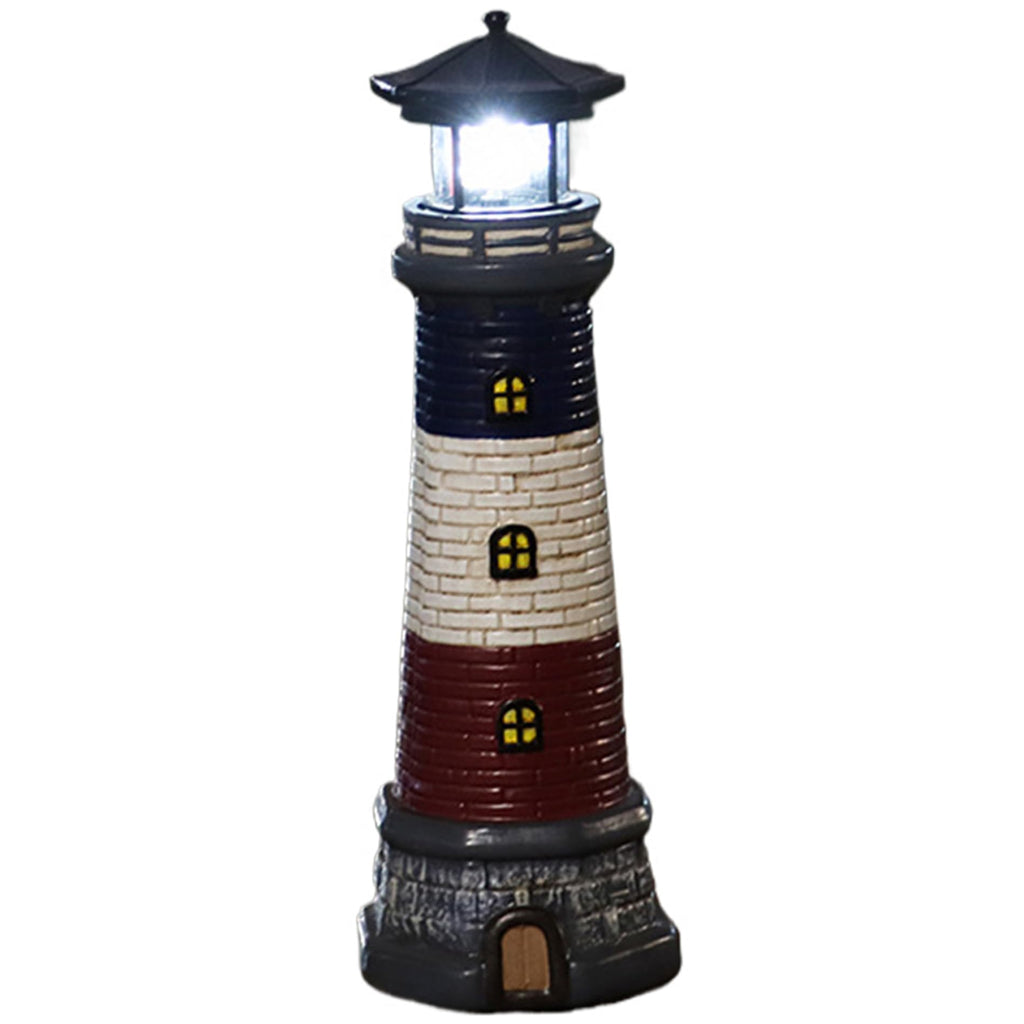 15" Tall Waterproof Resin Lighthouse Lamp with Rotating LED O415
