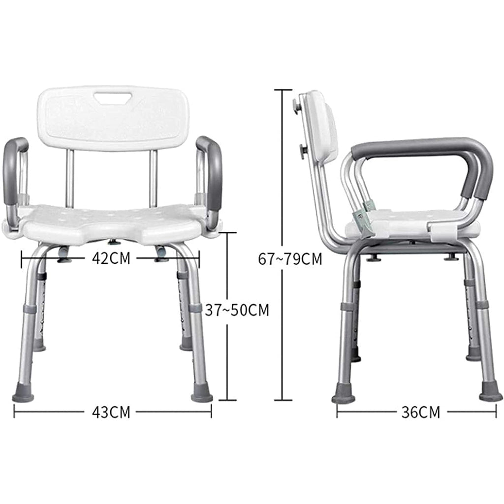 Adjustable Height Padded Transfer Bench with Arms and Back S74734