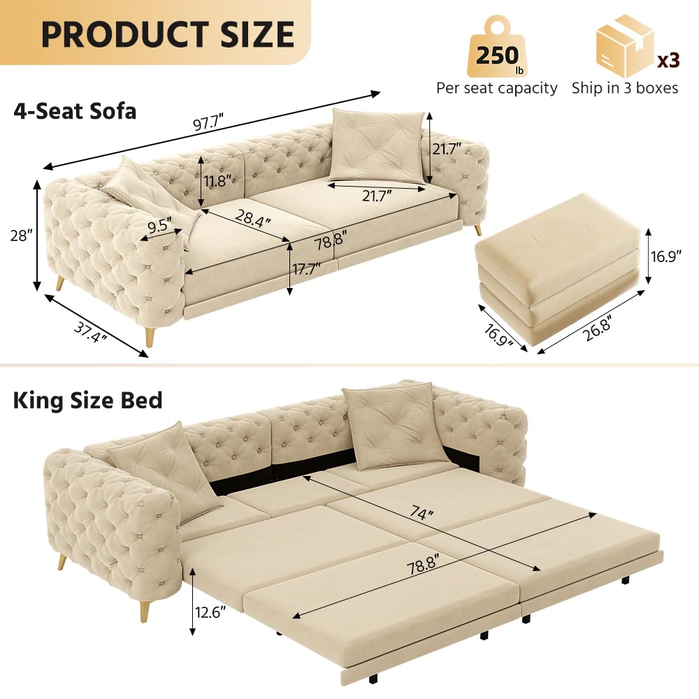 King Size Velvet Sleeper Sofa Bed D737639