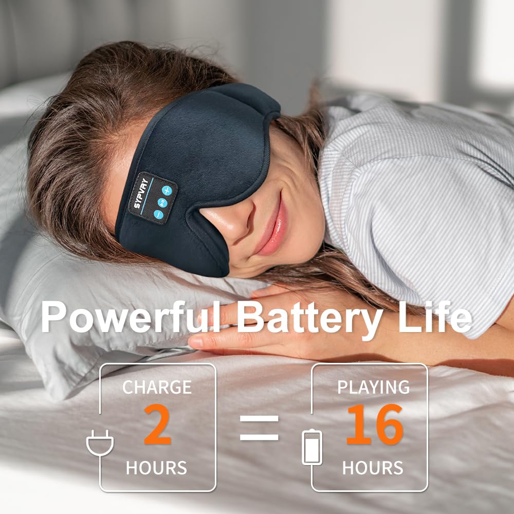 Bluetooth Sleep Mask Wireless Headphones Black E6196