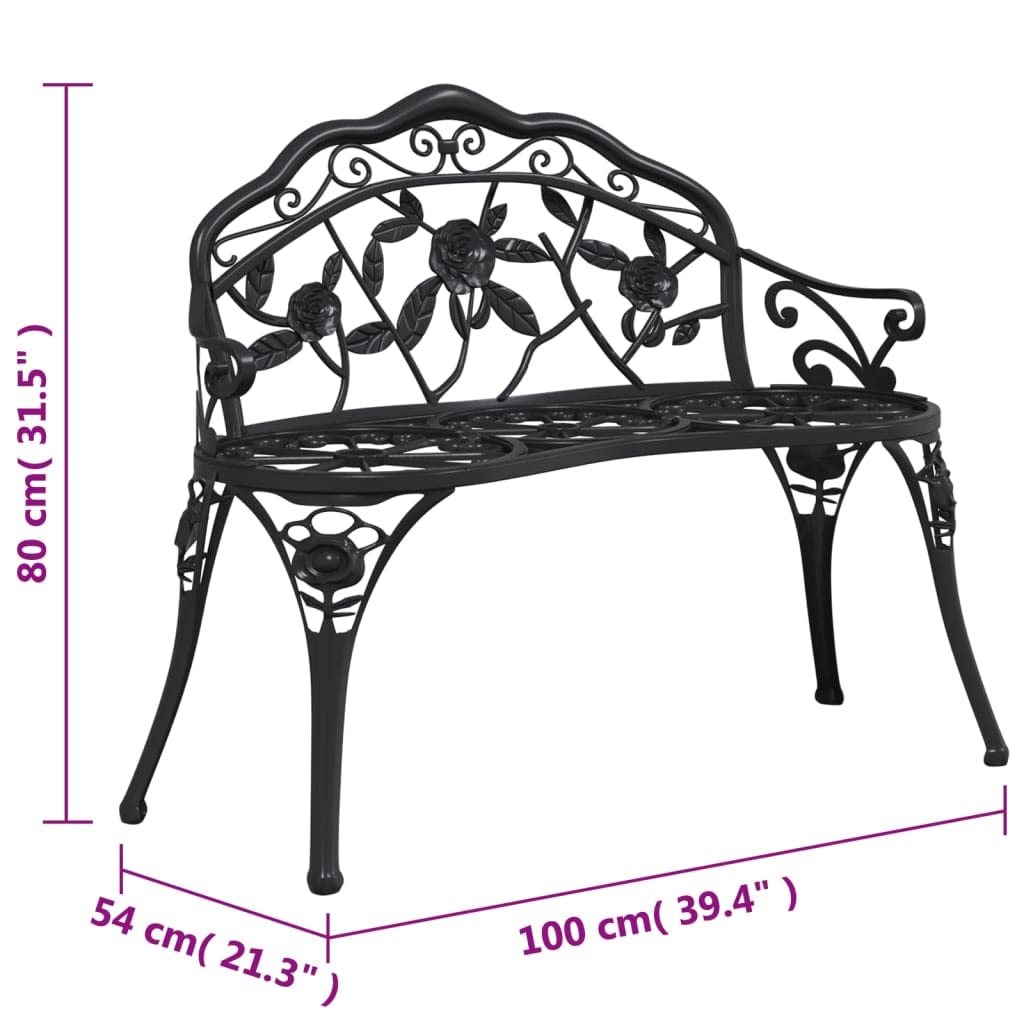 Cast Aluminum Black Patio Bench Z987