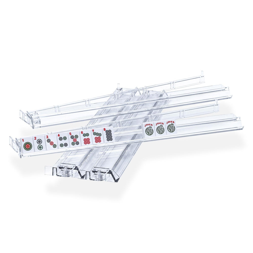 Clear Acrylic Mahjong Tile Rack and Pusher Set of 4 M513