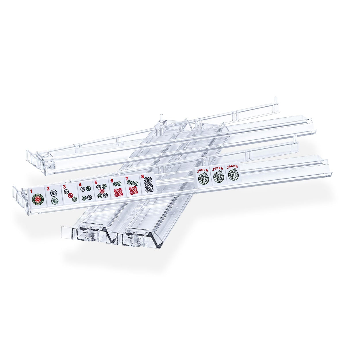Clear Acrylic Mahjong Tile Rack and Pusher Set of 4 M513