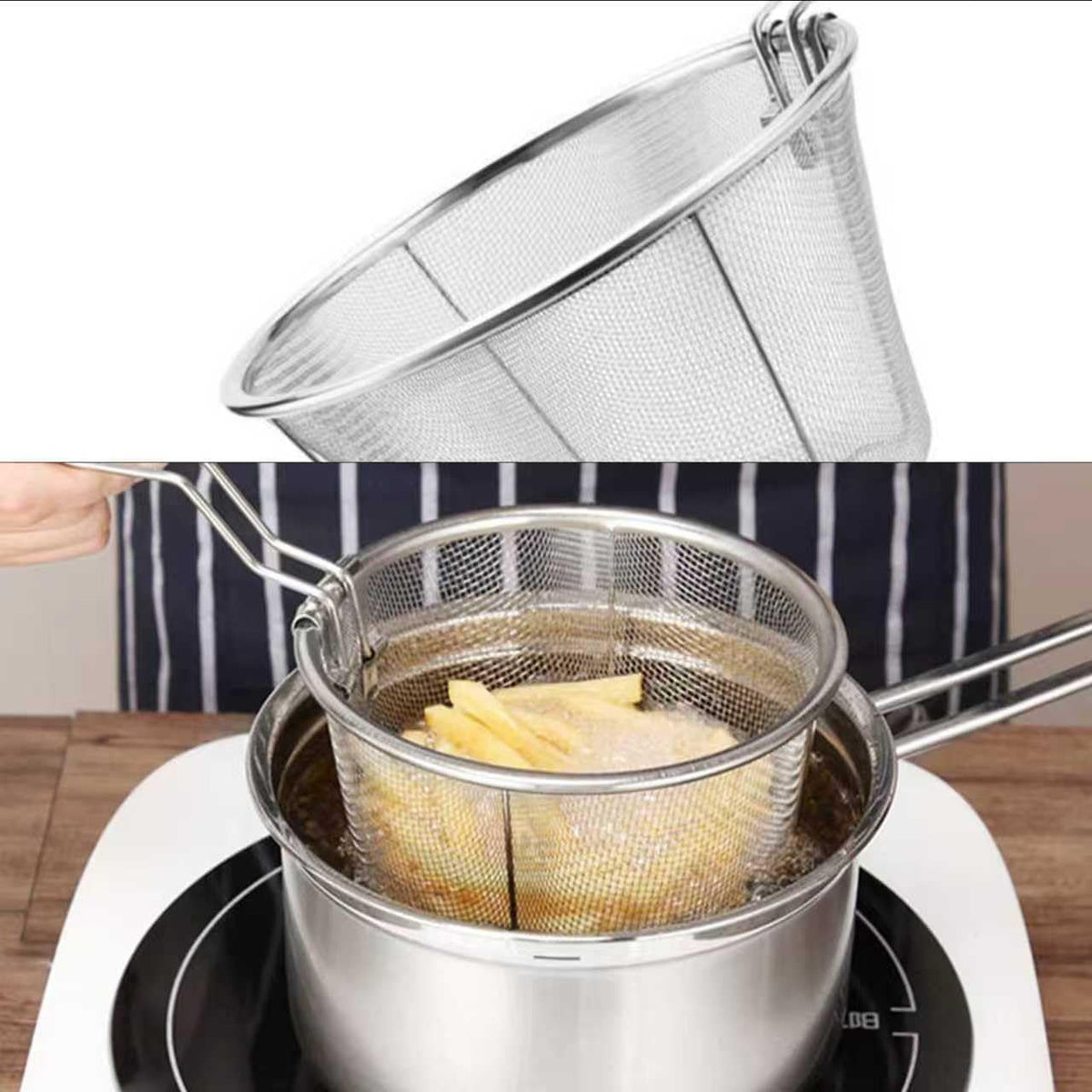 7-Inch Round Stainless Steel Deep Fryer Basket O282420