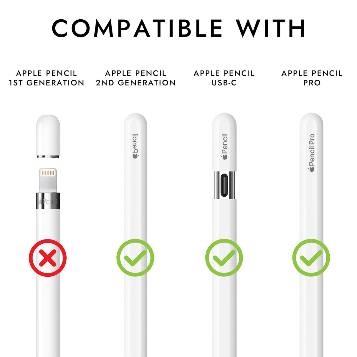 Silicone Grip Compatible with Apple Pencil 2nd Generation, USB-C & Pro (Purple/Pink/Yellow/Green) F85912