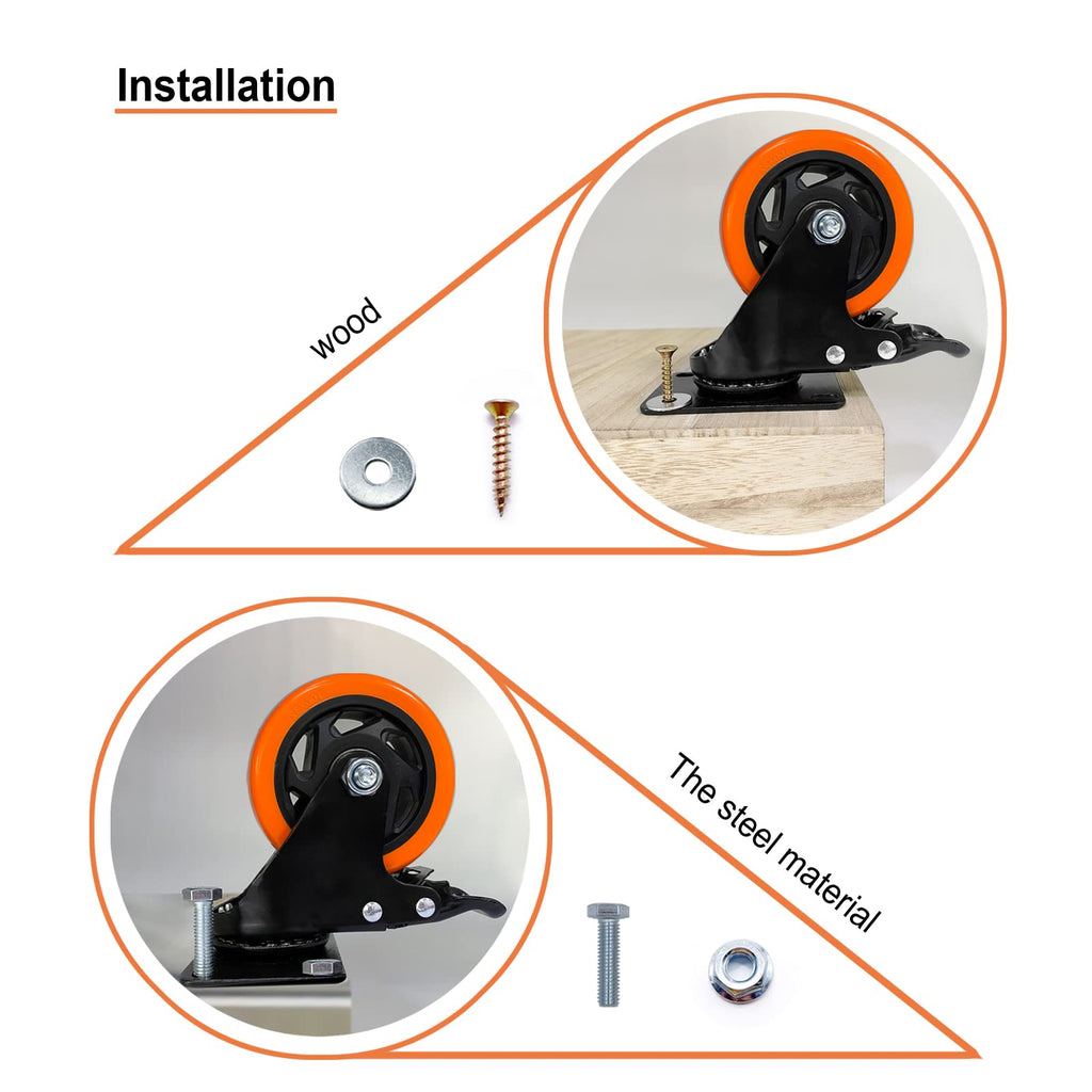 4" Heavy Duty Caster Wheels Set of 4 E588