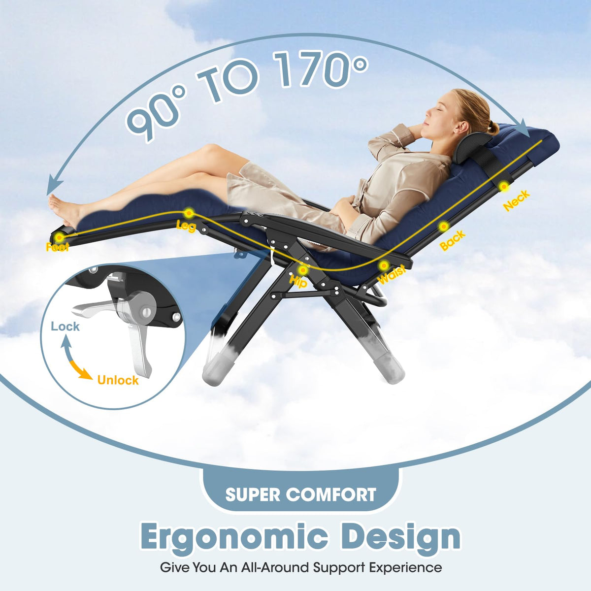 Oversized Zero Gravity Chair with Carry Bag D5499