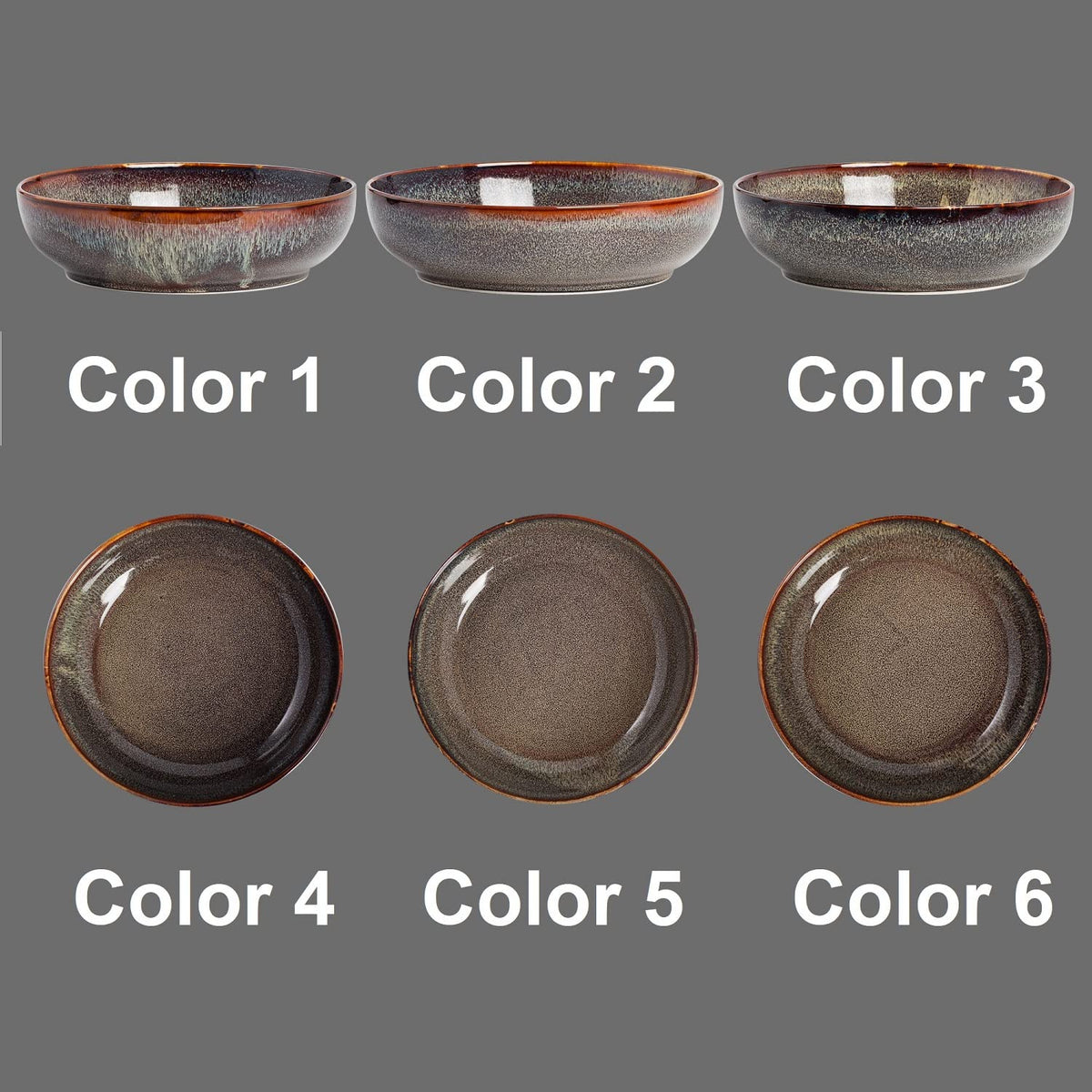 Ceramic bowls set of 4 8" Caramel Brown S9352