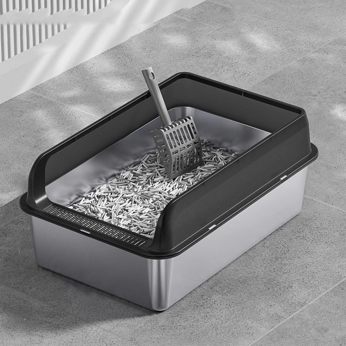 Stainless Steel Enclosed Cat Litter Box with Lid and Scoop L9818