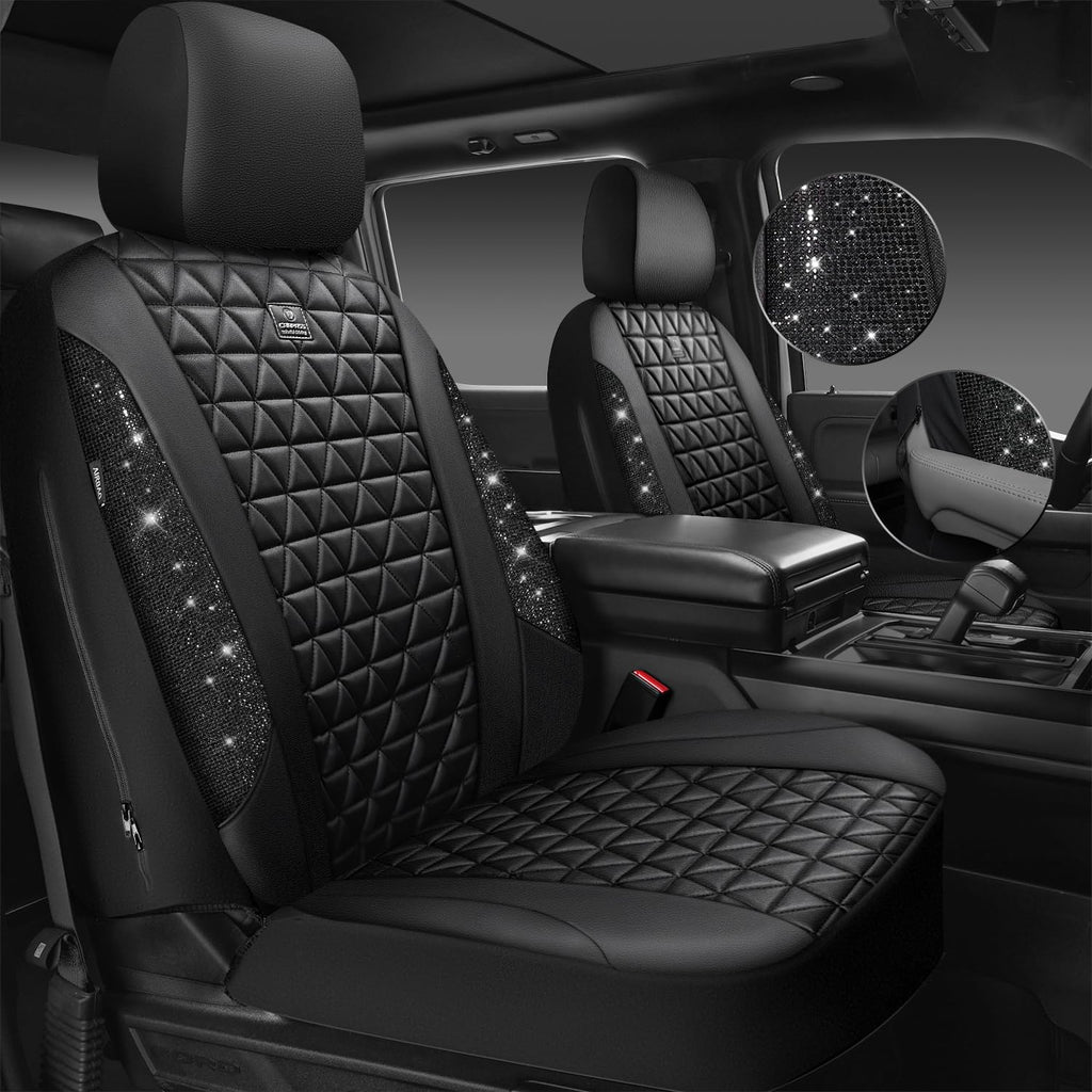 Black Leather Car Seat Covers Full Set D48211