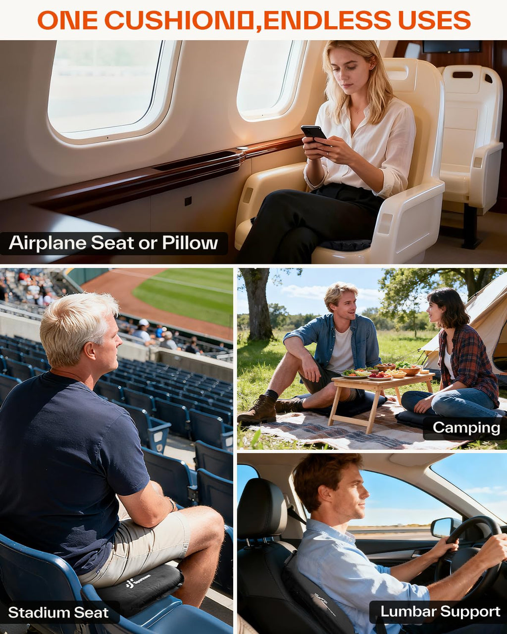 Inflatable Self-Inflating 2" High Rebound Foam Seat Cushion, 2 Pack F81682