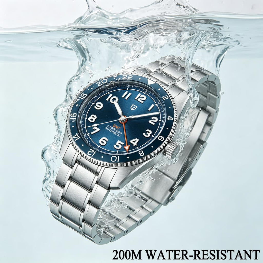 Automatic Mechanical GMT 40mm Sapphire Glass 316L Stainless Steel Waterproof Diver Wrist Watch B444145