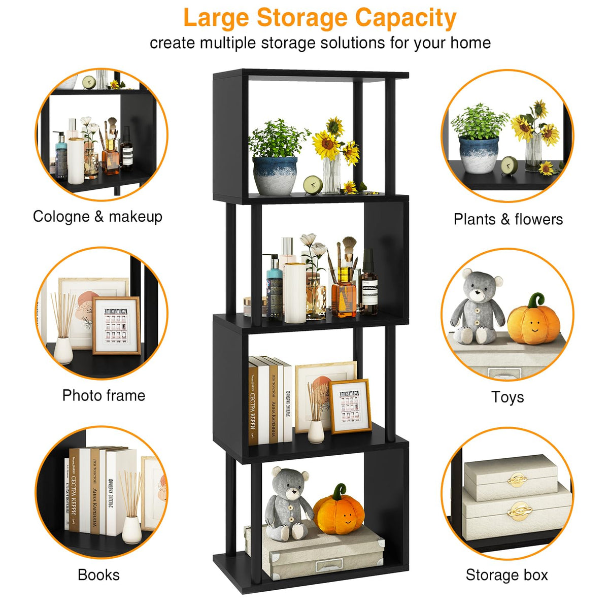 5-Tier Black Bookshelf Q480373