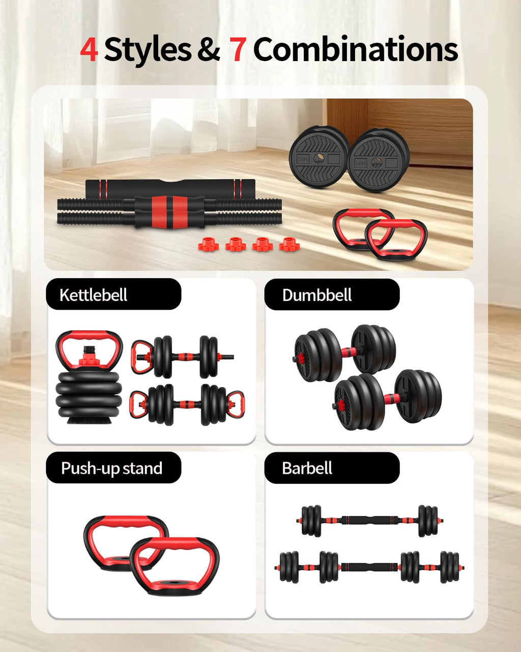 Adjustable Dumbbells Free Weight Set with Connector H286