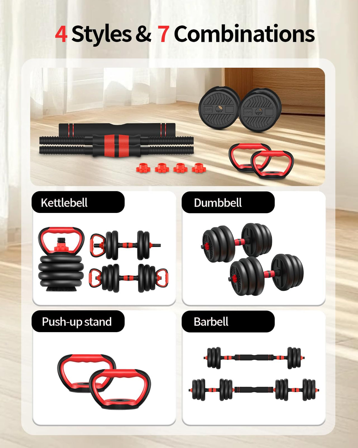 Adjustable Dumbbells Free Weight Set with Connector H286