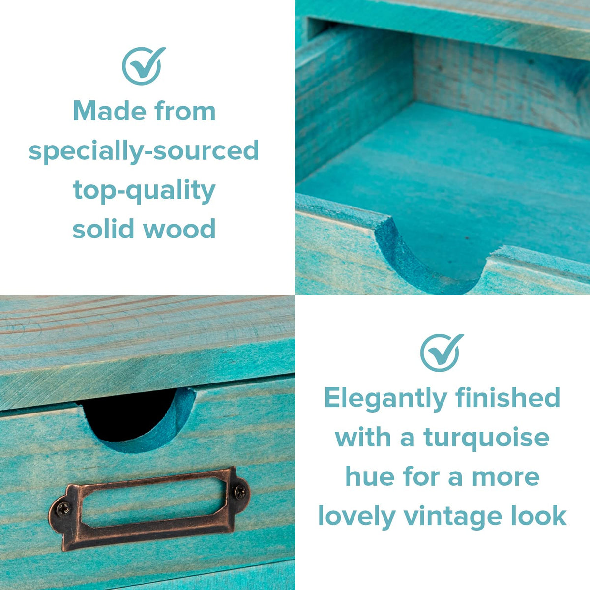 Turquoise Single Drawer Wooden Organizer N8829