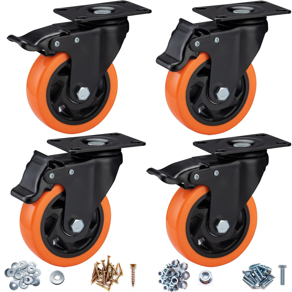 4" Heavy Duty Caster Wheels Set of 4 E588