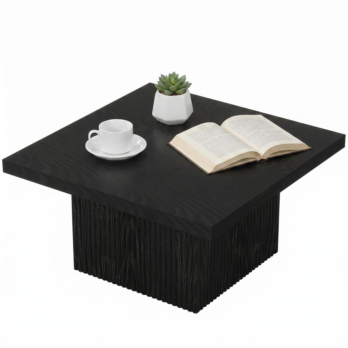 31.5" Square Fluted Wood Coffee Table C4002