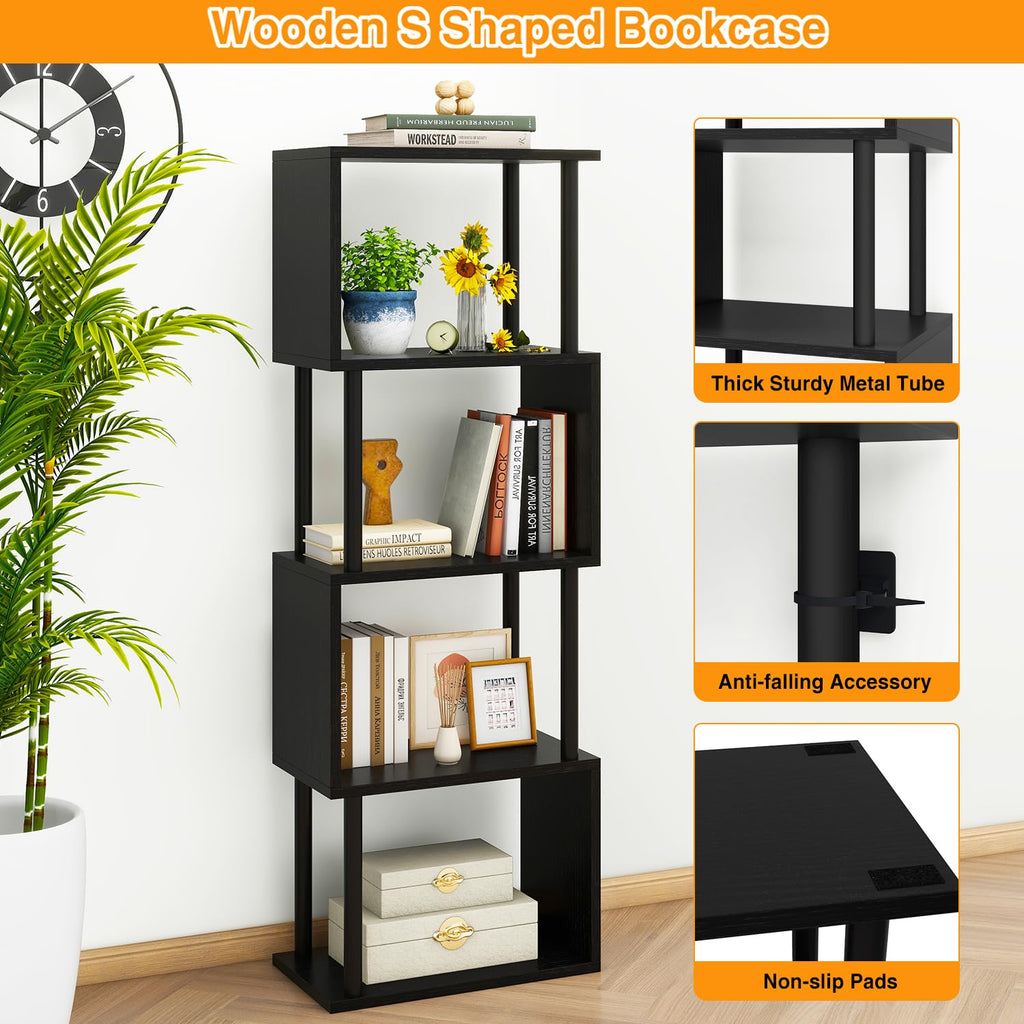 5-Tier Black Bookshelf Q480373