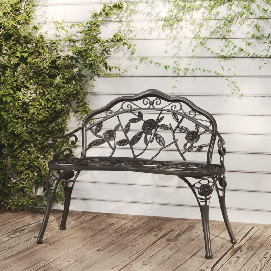 Cast Aluminum Black Patio Bench Z987