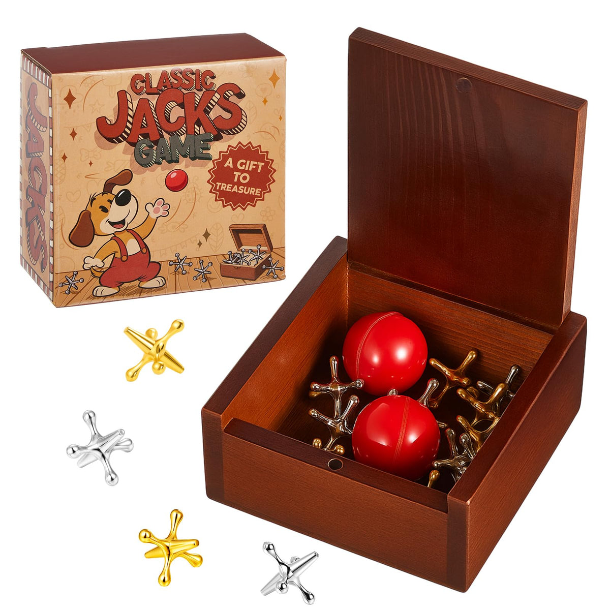 Metal Jacks Game Set with 12 Jacks and 2 Balls S367861