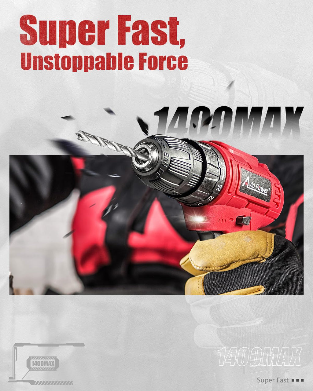 12V Cordless Drill Set 3/8" Power Driver B9261