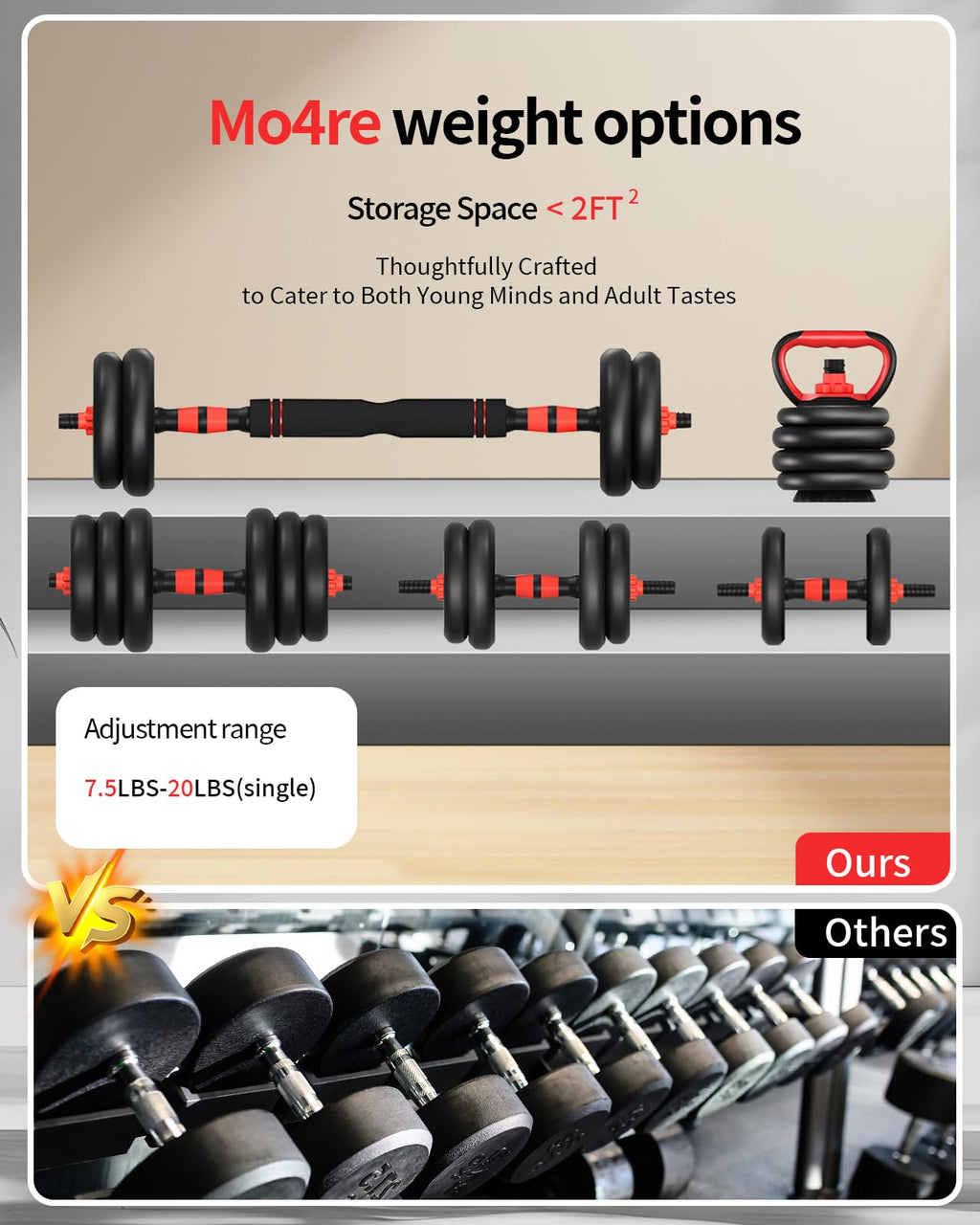 Adjustable Dumbbells Free Weight Set with Connector H286