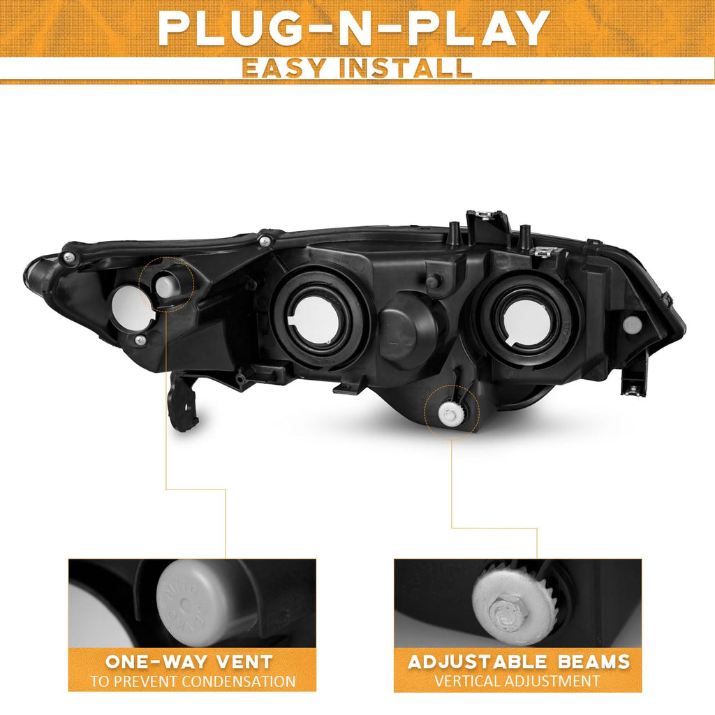 Headlight Assembly Pair Chrome Housing Amber Reflector K63979