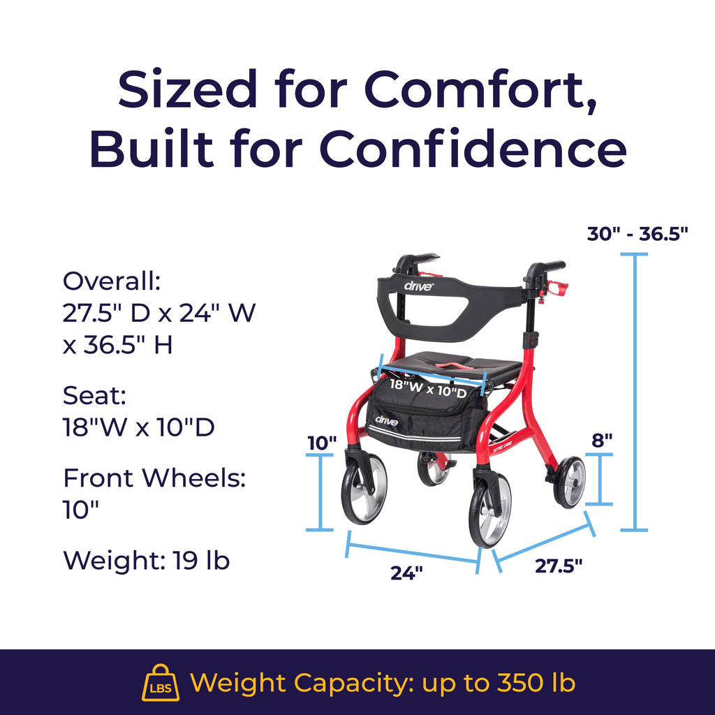 Red Standard Size Rollator Walker with Seat P802