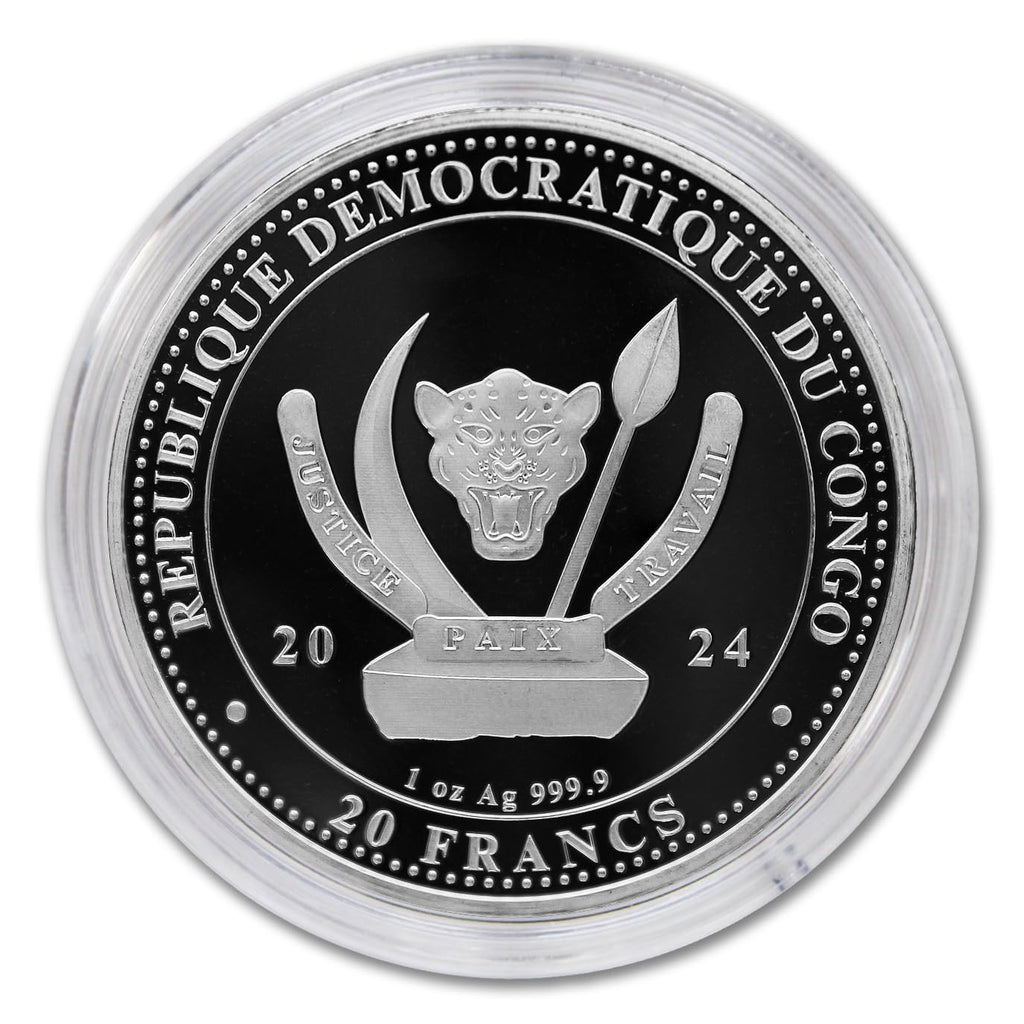 1 oz Silver Triceratops 20 Francs BU A6814