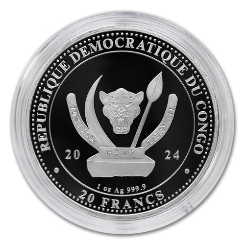 1 oz Silver Triceratops 20 Francs BU A6814