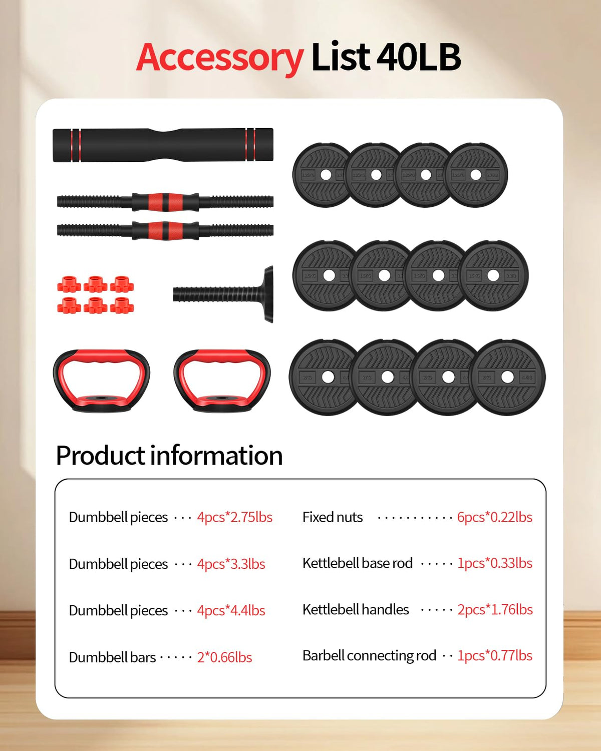 Adjustable Dumbbells Free Weight Set with Connector H286