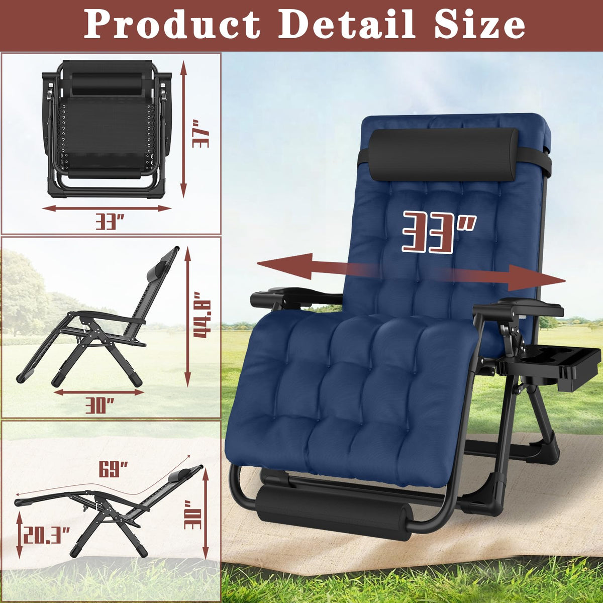 Oversized Zero Gravity Chair with Carry Bag D5499