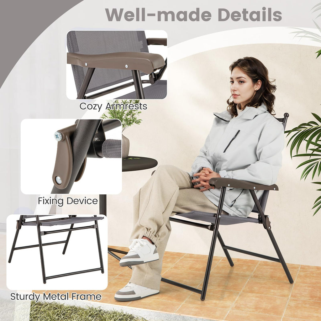 Set of 2 Grey Patio Folding Chairs D49719