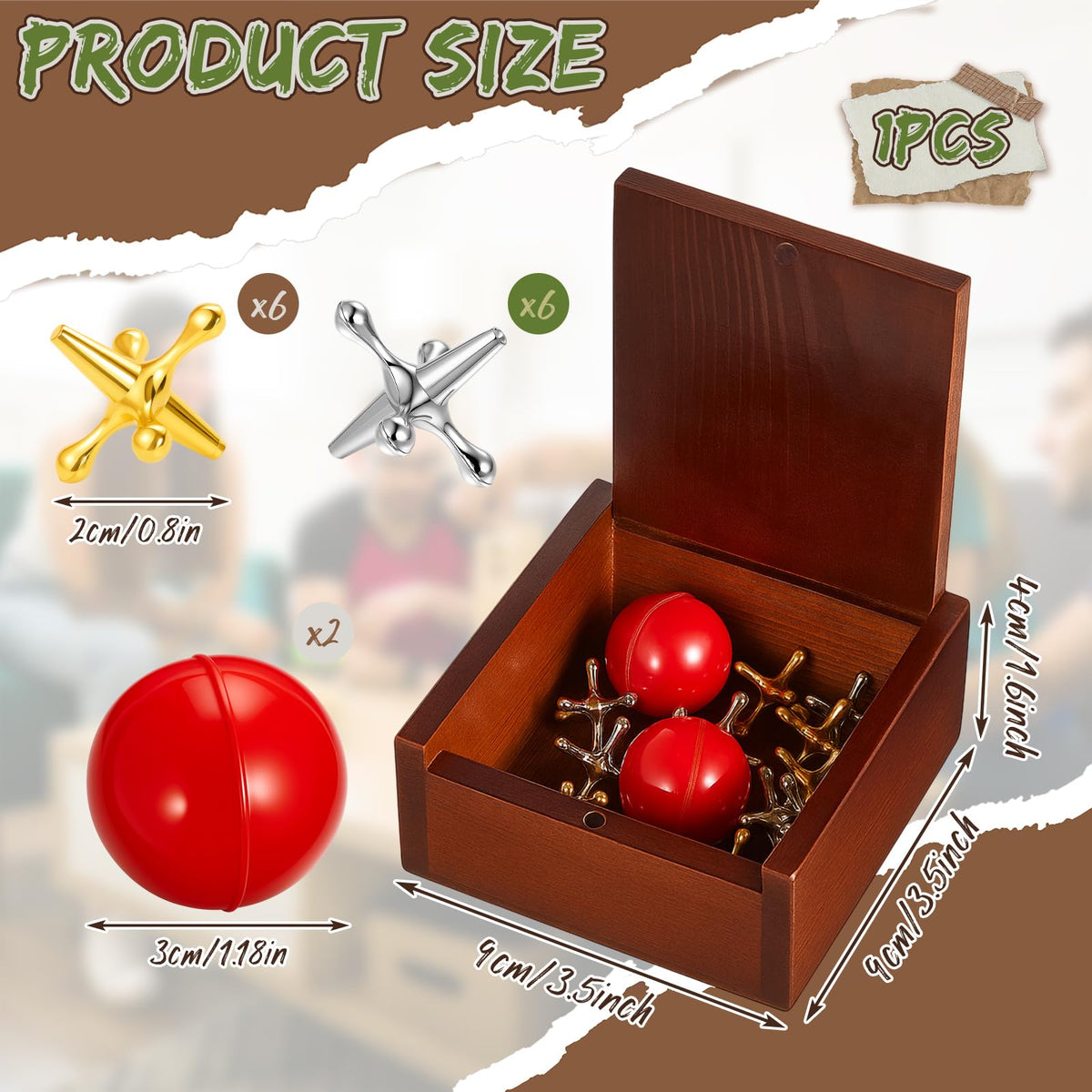Metal Jacks Game Set with 12 Jacks and 2 Balls S367861